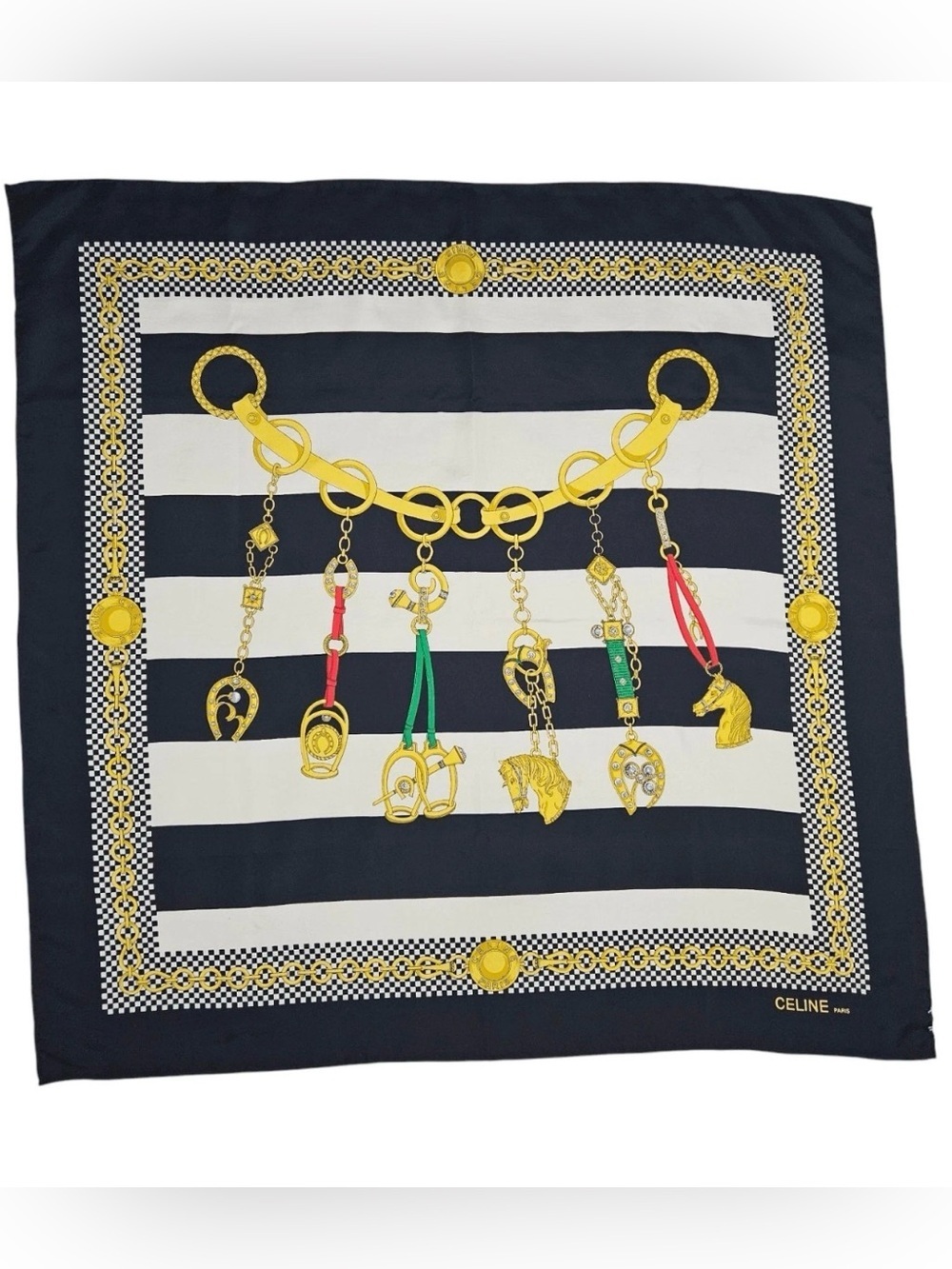 Celine Paris Silk Scarf 90 Carré Hand Rolled Made in France